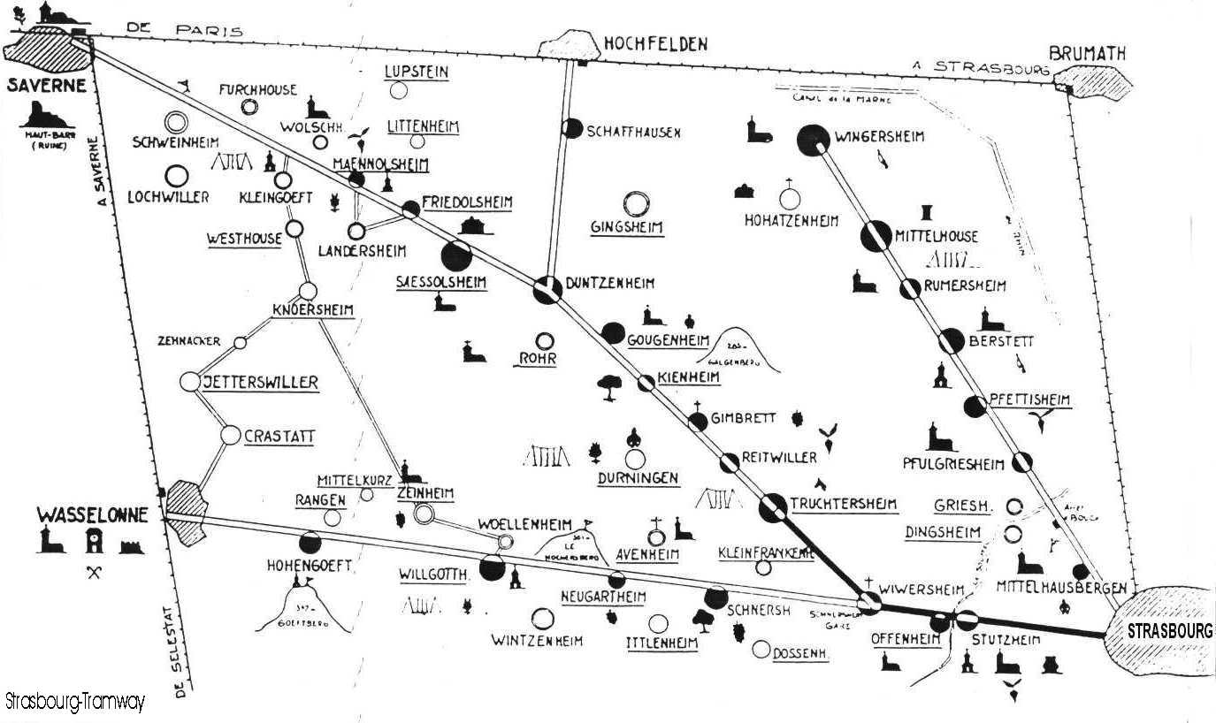 Le sch�ma de la ligne de Strasbourg � Truchtersheim.