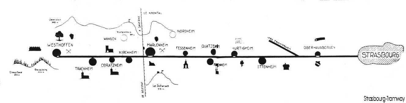 Le sch�ma de la ligne de Strasbourg � Westhoffen.