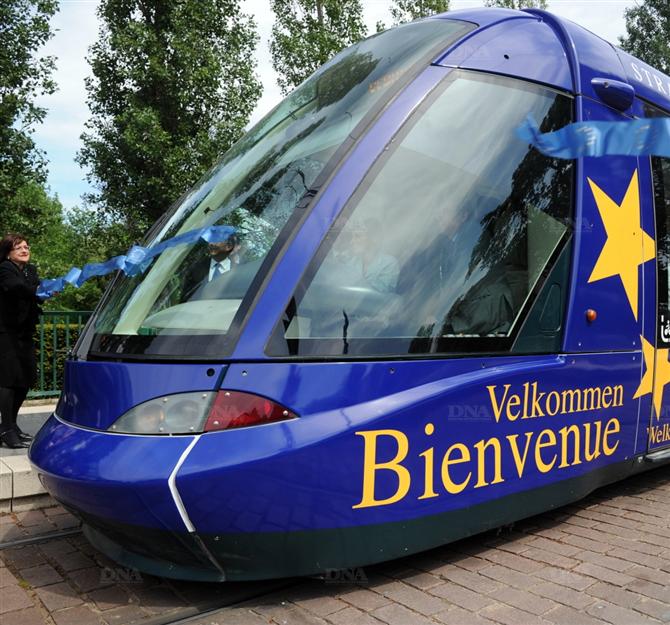 Dévoilement de nouvelles rames de tram aux couleurs de l’Europe. Photo DNA – Cédric Joubert